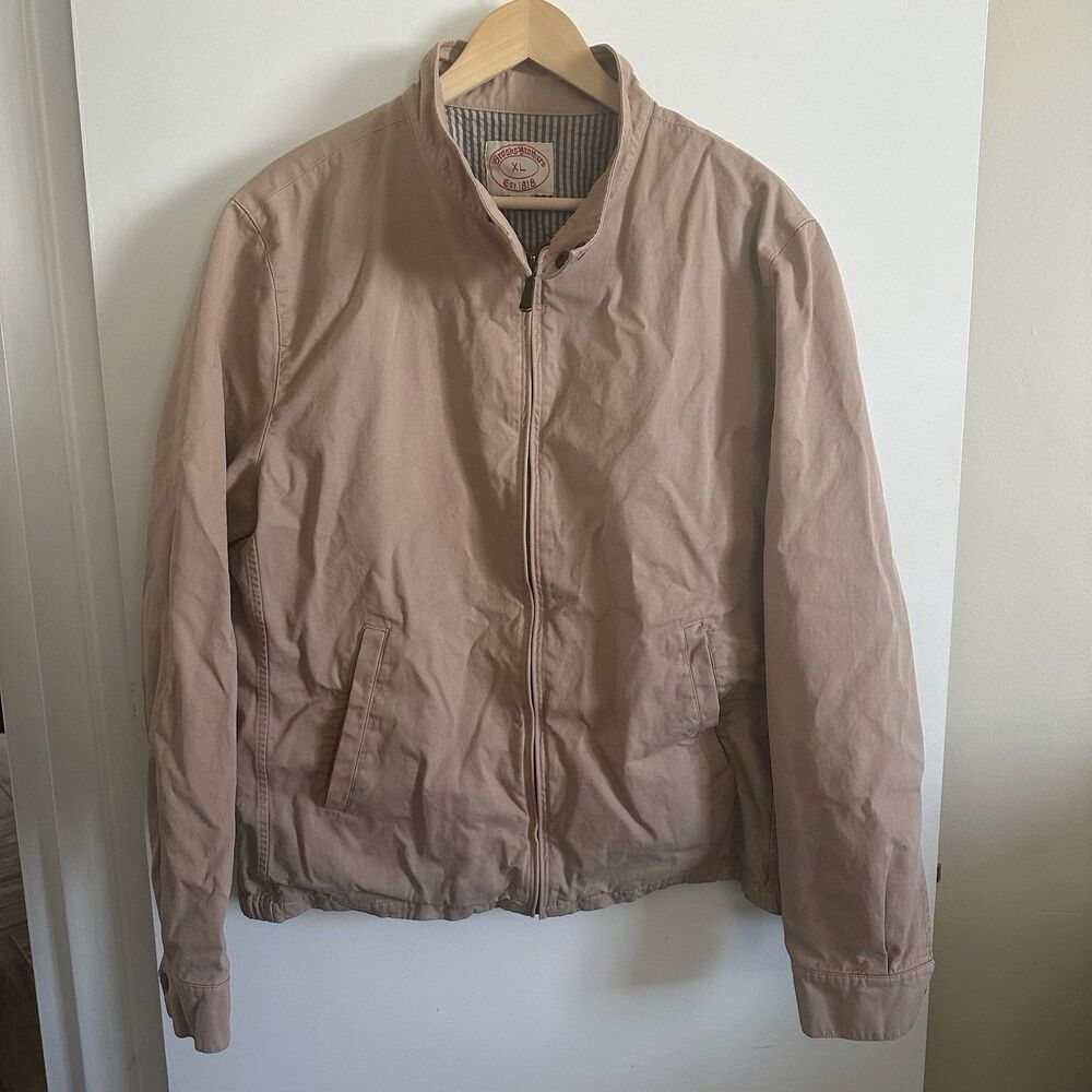 Brooks Brothers Tan Lined  Full Zip Bomber Jacket Size XL